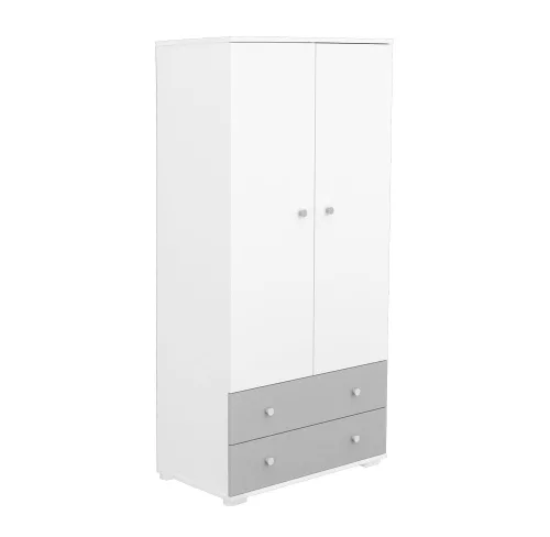 Timba Kétajtós kétfiókos állószekrény ezüst-fehér