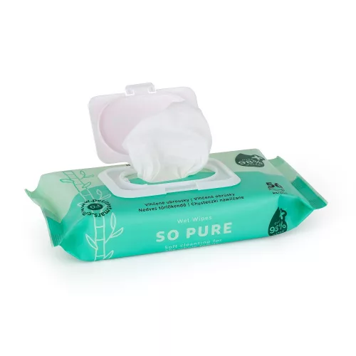 12x PETITE&MARS Nedves törlőkendő SO PURE bambusz, biológiailag lebomló, 56 db (672 db)