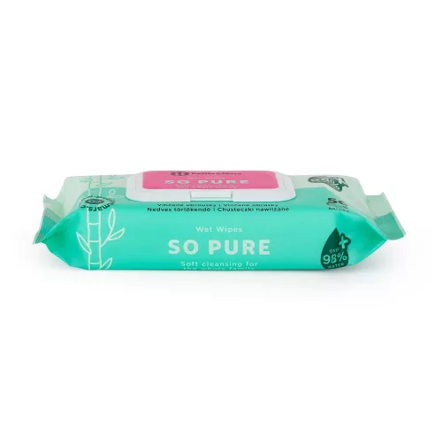 12x PETITE&MARS Nedves törlőkendő SO PURE bambusz, biológiailag lebomló, 56 db (672 db)