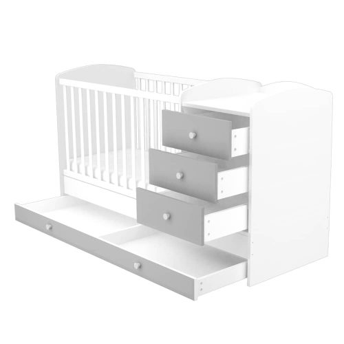 Timba Kombinált 3 fiókos gyermekágy ezüst-fehér
