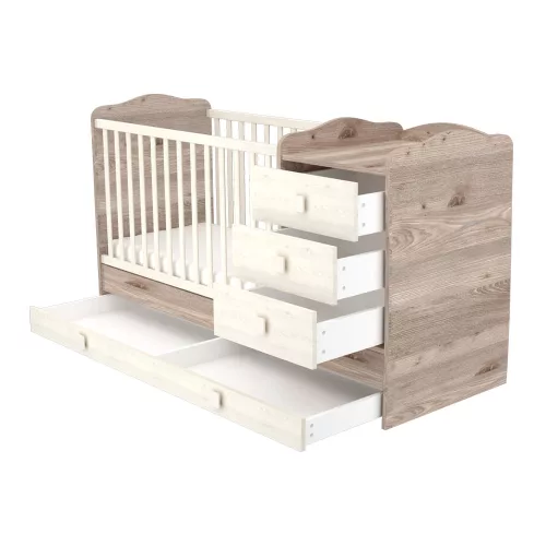 Timba Kombinált 3 fiókos gyermekágy krém-fűz