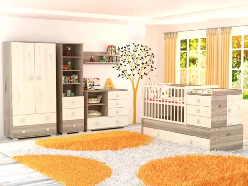 Timba 3 fiókos nyitott szekrény Krém-Fűz