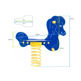   HDPE rugós játék ló - kék szín - betonozható tüskével