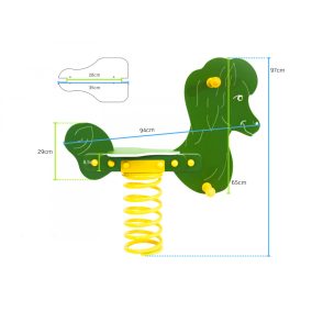   HDPE rugós játék ló - zöld szín - betonozható tüskével