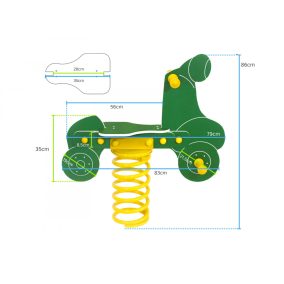   HDPE rugós játék motor - zöld szín - betonozható tüskével