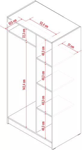 VOX Maxim 1 ajtós, polcos nagyszekrény - Fehér