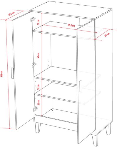 VOX Lounge 2 ajtós nagyszekrény - Szürke