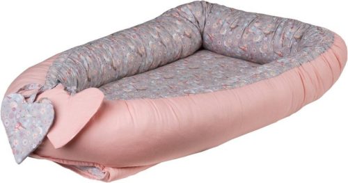 Bubaba babafészek pamutvászon L méret - Rózsaszín madárkás