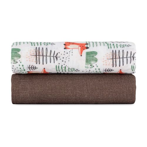 PETITE&MARS Bambusz muszlin takaró 2 db Misty Forest Fox 120 x 120 cm