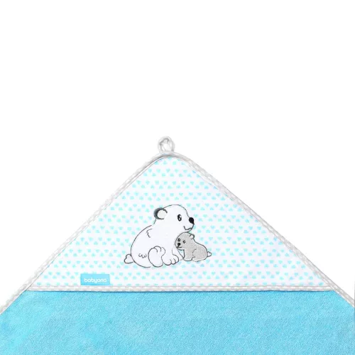 BabyOno fürdõlepedõ kapucnis bambusz 100x100cm kék jegesmedve 346/02