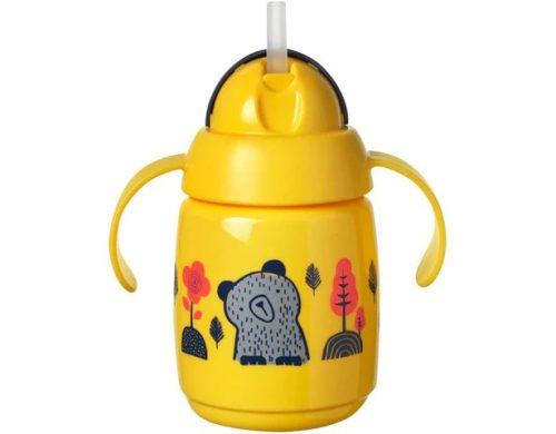 Tommee Tippee Superstar Straw szívószálas itatópohár  300 ml- sárga