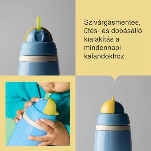 Tommee Tippee Active Straw Insulated  szívószálas hőtartó pohár kék 266ml 12 hó+