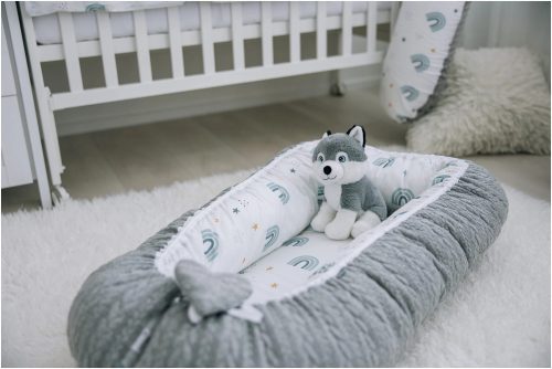 Bubaba babafészek kötött hatású "L" méret- Grey rainbow