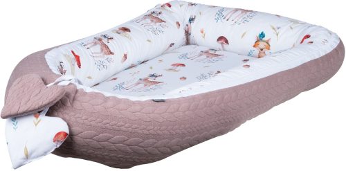 Bubaba babafészek pamutvászon/kötött hatású L méret- Pink fairytale