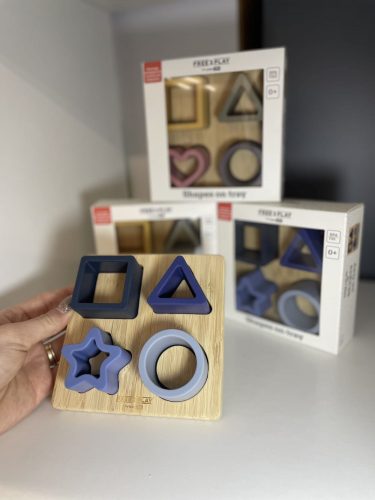 Apollo free2play szilikon/fa formaillesztő-Kék geometriai formák