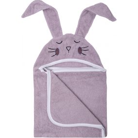   Bubaba kapucnis törölköző fülekkel 110x75 cm- Lila nyuszi