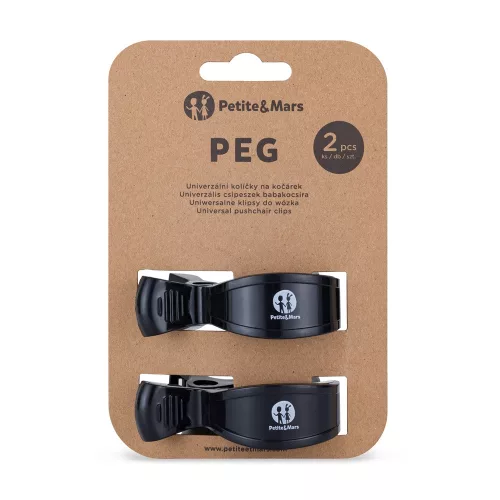 PETITE&MARS Csipesz babakocsira, 2 db, fekete