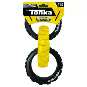   TONKA Gumijáték kutyáknak, 3-gyűrűs húzóka rugalmas mintával, 27 cm