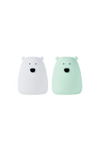 Rabbit&Friends Mini Mackó szilikon lámpa 2db - fehér/zöld