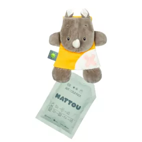   Nattou szundikendő plüss hideg/meleg terápiás gélpárnával- BuddieZzz orrszarvú