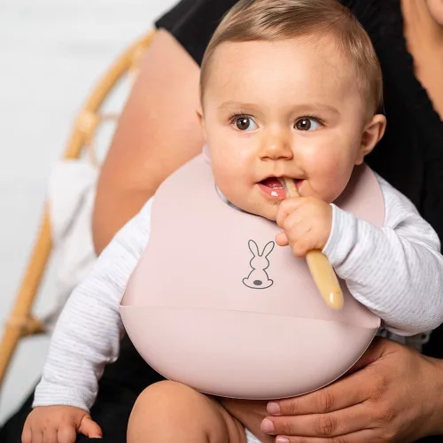 Nattou szilikon előke- Antik pink