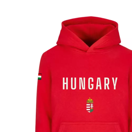 Magyarország pulóver felnőtt kapucnis HUNGARY piros