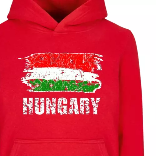 Magyarország pulóver felnőtt kapucnis piros Flag