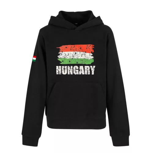 Magyarország pulóver felnőtt kapucnis fekete Flag