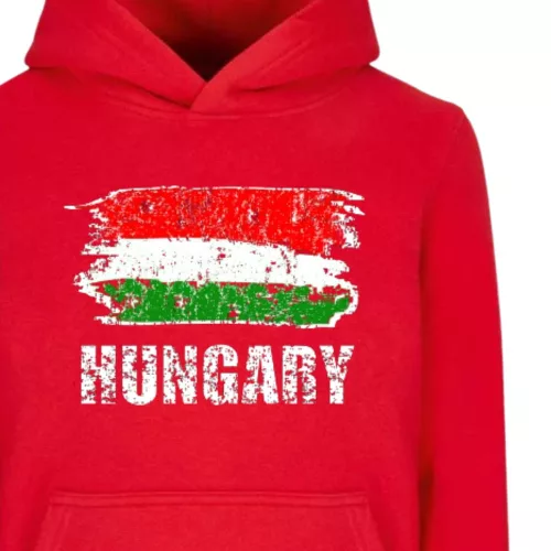 Magyarország pulóver felnőtt kapucnis piros Flag