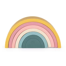   PETITE&MARS Szilikon egymásra rakható játék Rainbow Intense Ochre 12m+