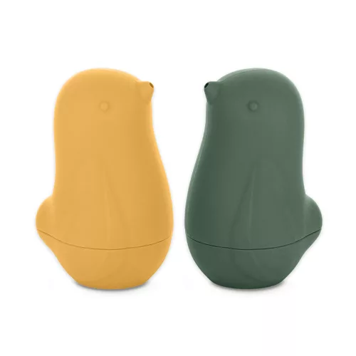 PETITE&MARS Szilikon fürdőjáték Love birds Ochre Green 6hó+