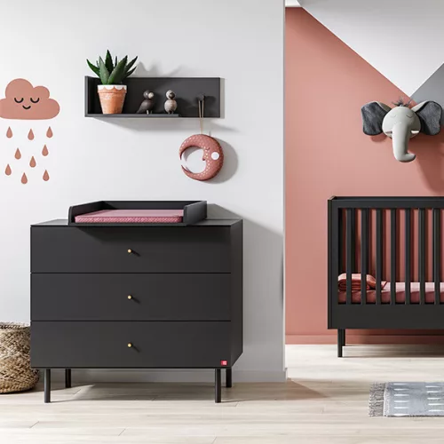 VOX Cute Fekete 3 fiókos pelenkázó komód