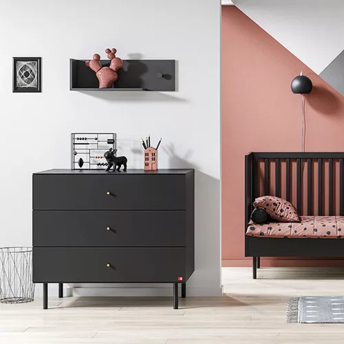 VOX Cute Fekete 3 fiókos pelenkázó komód