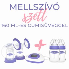   Lansinoh 2 az 1-ben elektromos dupla mellszívó 2db 160ml cumisüveggel szettben