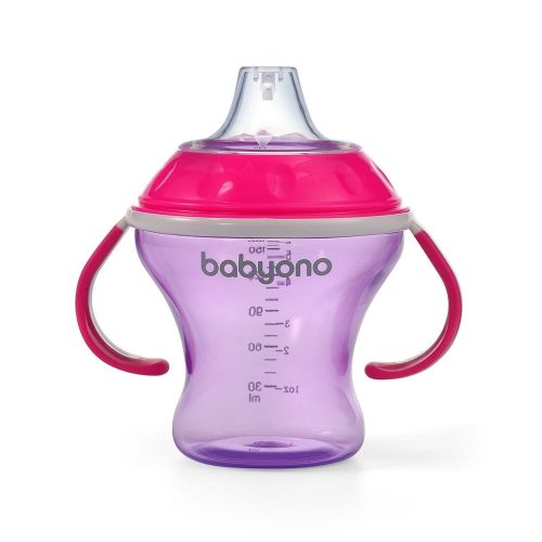 BabyOno itatópohár - csöpögésmentes puha csõrrel 3hó 180ml pink  1456/02