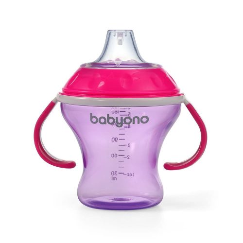 BabyOno itatópohár - csöpögésmentes puha csõrrel 3hó 180ml pink 1456/02