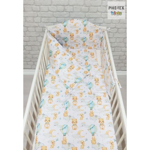 Pihe-Tex Ágynemû Pamut 3 részes 90x140 40x50cm Hõlégballonos maci zöld 683/Z