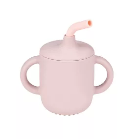 Nattou itatópohár szívószálas szilikon 150ml pink