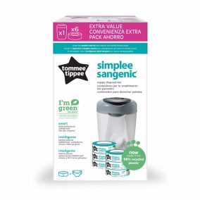   Tommee Tippee pelenkacsomagoló vödör Simple Sangenic fehér 6db-os utántöltõvel