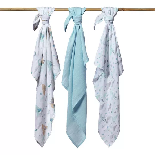 BabyOno textilpelenka színes 3db bambusz világoskék 397/12