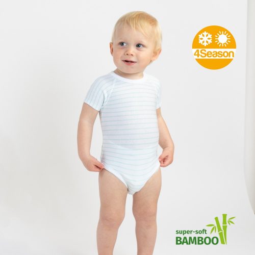 J Bimbi kombidressz 0-36 hó bambusz 4 Seasons csíkos aqua zöld 12044