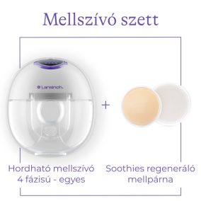   Lansinoh hordható mellszívó 4 fázisú egyes Soothies regeneráló mellpárnával szettben