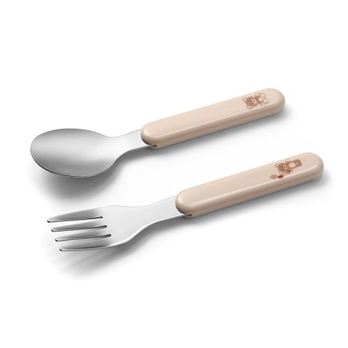 BabyOno evõeszköz-készlet rozsdamentes acél bézs maci 1065/03