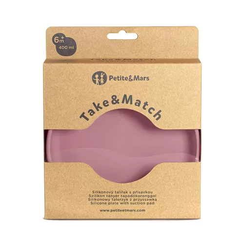 PETITE&MARS  Szilikon tányér tapadókoronggal Take&Match Dusty Rose 6m+