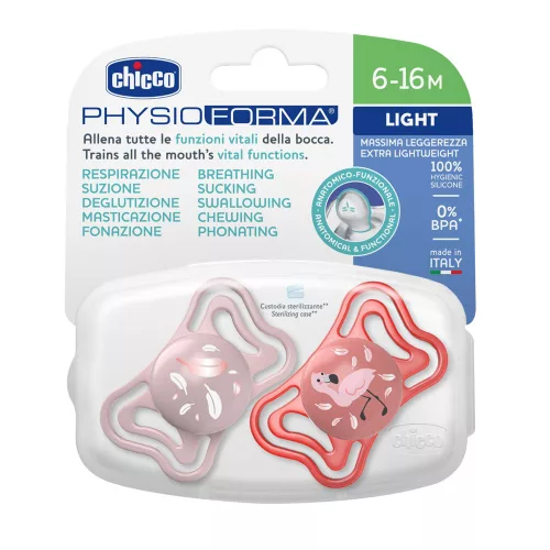 CHICCO Physio Light szilikon cumi rózsaszín 6-16 hónapos, 2 db