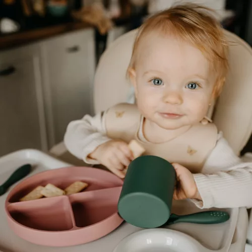 PETITE&MARS Szilikon osztott tányér kerek Take&Match Bitter Cocoa 6m+