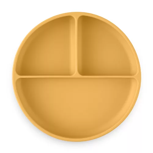 PETITE&MARS Szilikon osztott tányér, kerek Take&Match Intense Ochre 6m+