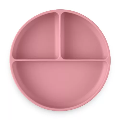 PETITE&MARS Szilikon osztott tányér, kerek Take&Match Dusty Rose 6m+
