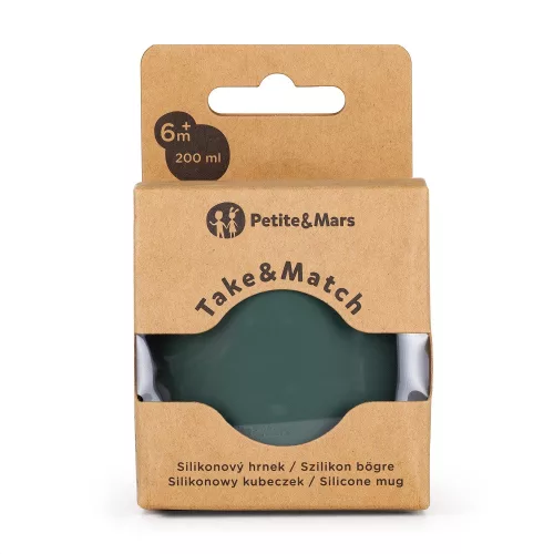 PETITE&MARS Szilikon bögre Take&Match Misty Green 6m+