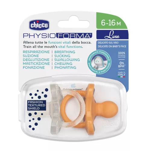CHICCO Cumisüveg Physio Luxe narancs/szürke 6-16h, 2db